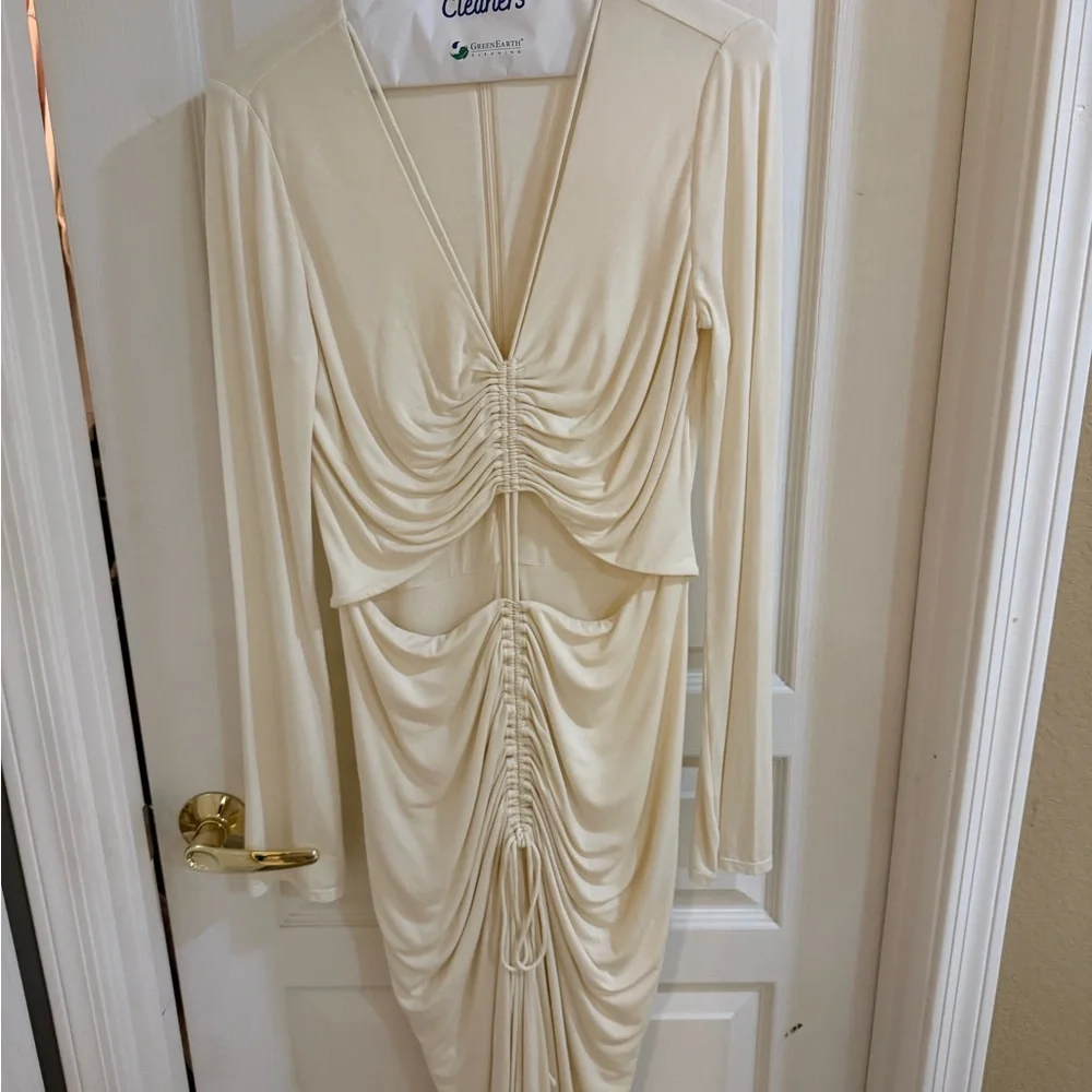L'Academie Cream Long Sleeve Cut-Out Dress - Picture 4 of 5